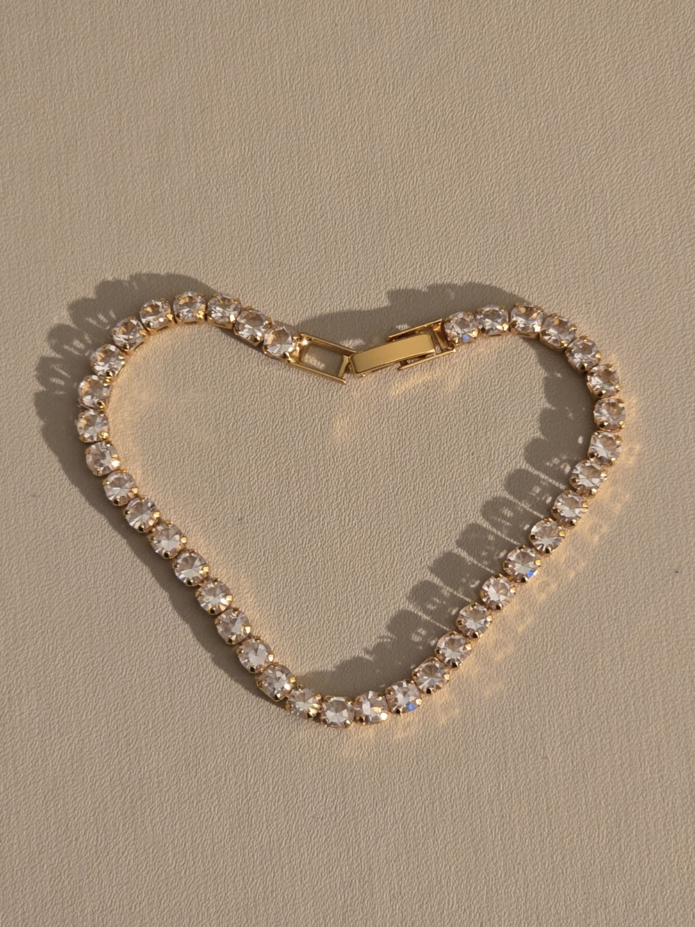 Gold Crystal Tennis Bracelet - Elegant Women's Jewelry